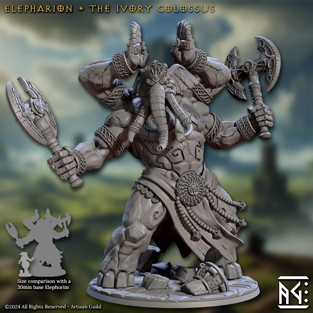 Elephorim Ivory Sentinels by Artisan Guild 3D Printed DnD Pathfinder Tabletop Resin Miniatures