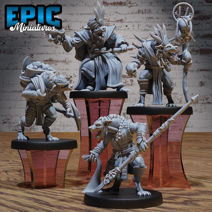 Gnoll Tribe (Beast Hunt) by Epic Miniatures 3D Printed DnD Pathfinder Tabletop Resin Miniatures