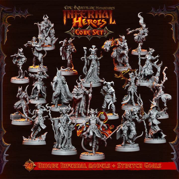 Infernal Heroes - 3D Printed DnD Pathfinder Tiefling Resin Miniatures by Magical Mini Workshop