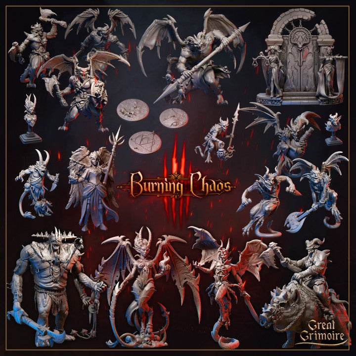 Burning Chaos by Great Grimoire 3D Printed DnD Pathfinder Tabletop Resin Miniatures by Magical Mini Workshop