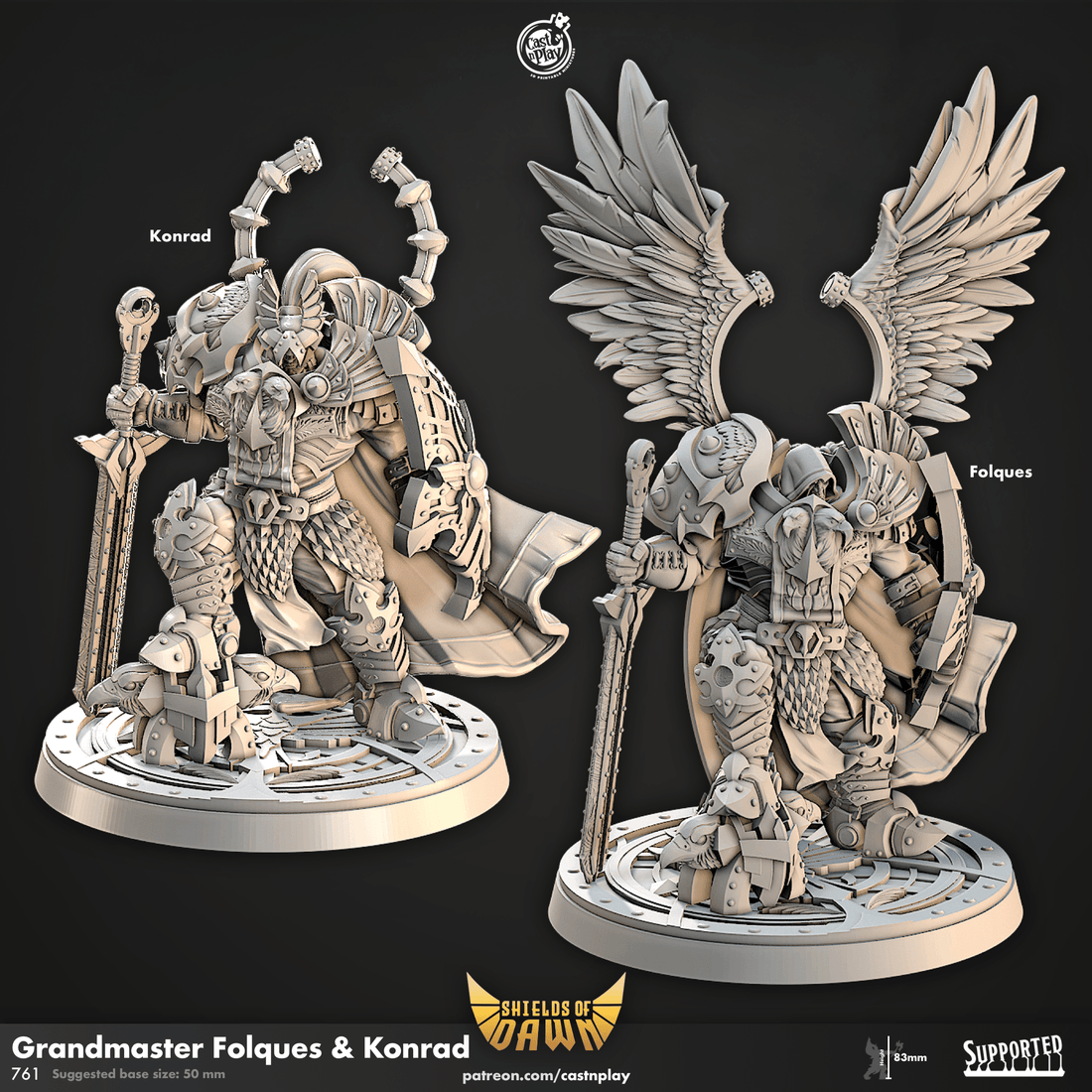 Shields of Dawn by Cast N Play 3D Printed DnD Pathfinder Tabletop Resin Miniatures by Magical Mini Workshop