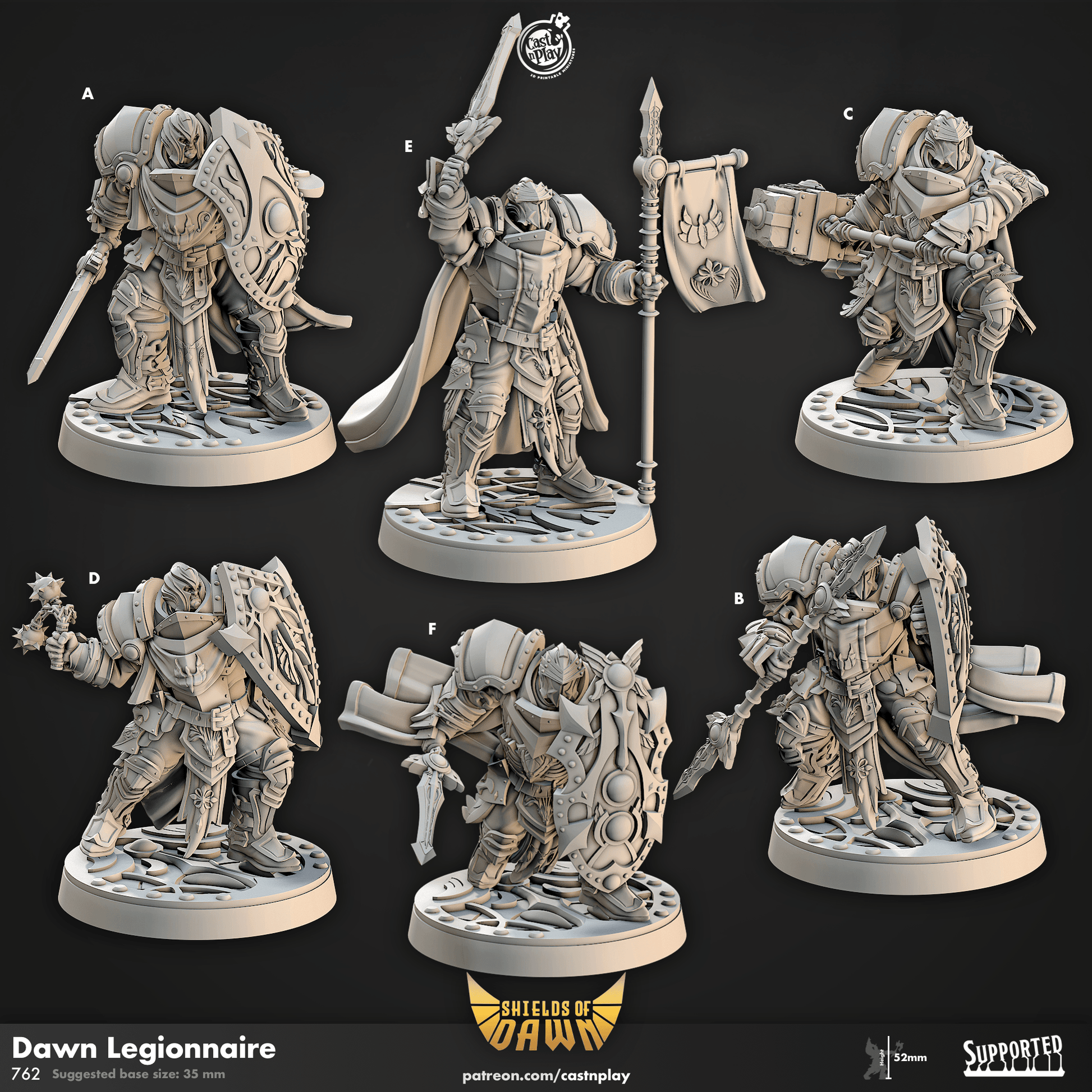 Shields of Dawn by Cast N Play 3D Printed DnD Pathfinder Tabletop Resin Miniatures by Magical Mini Workshop