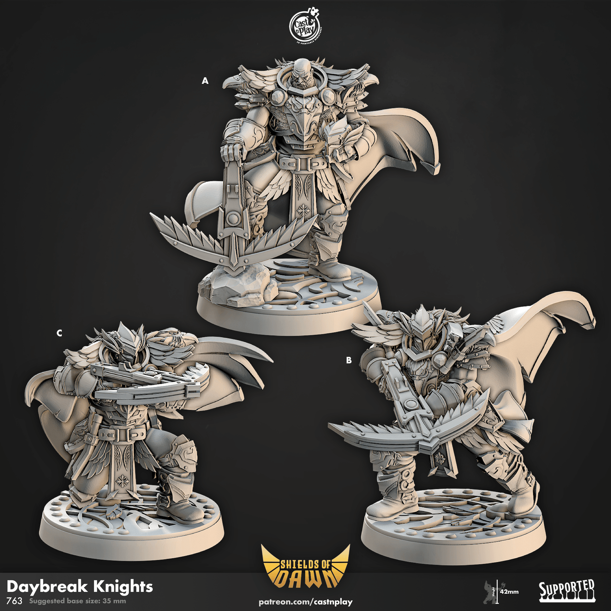 Shields of Dawn by Cast N Play 3D Printed DnD Pathfinder Tabletop Resin Miniatures by Magical Mini Workshop