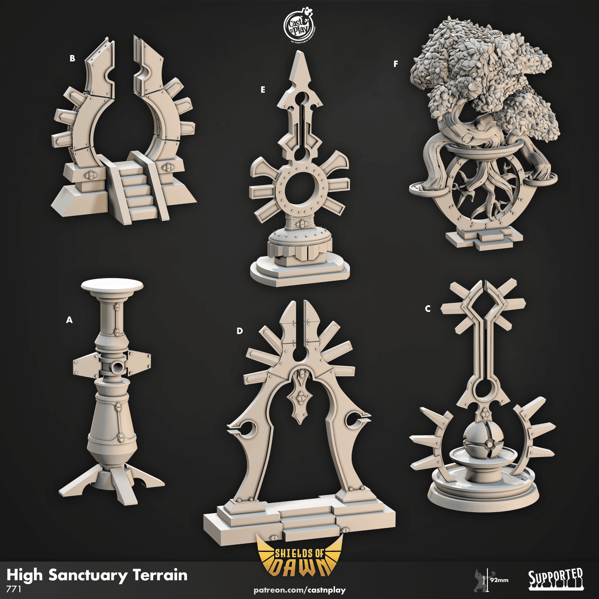 Shields of Dawn by Cast N Play 3D Printed DnD Pathfinder Tabletop Resin Miniatures by Magical Mini Workshop