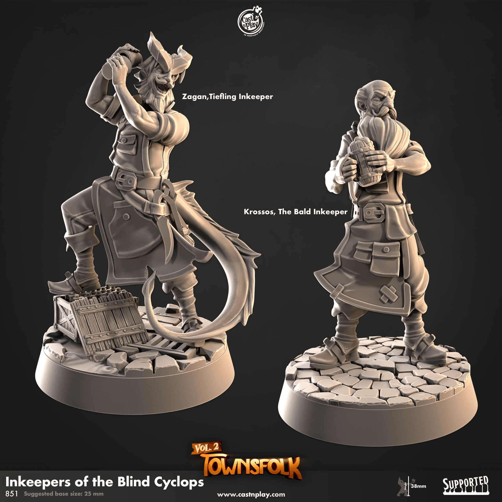 Townsfolk of Mennesker by Cast N Play 3D Printed DnD Pathfinder Tabletop Resin Miniatures by Magical Mini Workshop