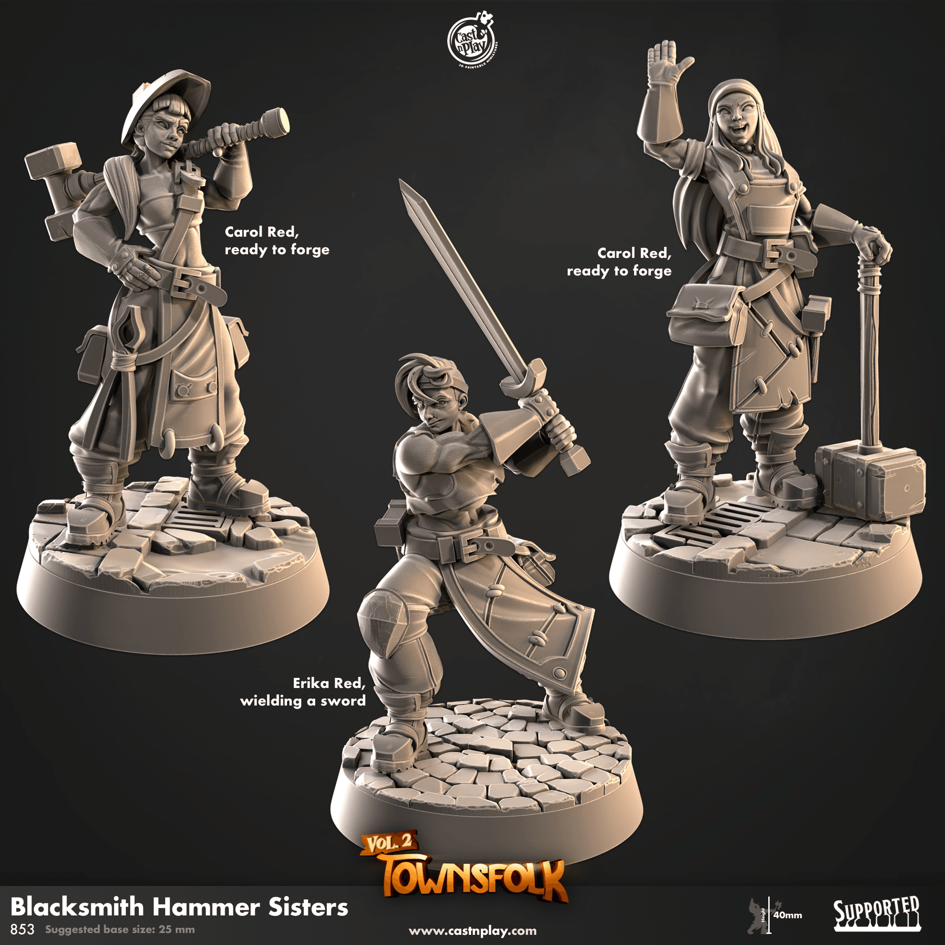 Townsfolk of Mennesker by Cast N Play 3D Printed DnD Pathfinder Tabletop Resin Miniatures by Magical Mini Workshop