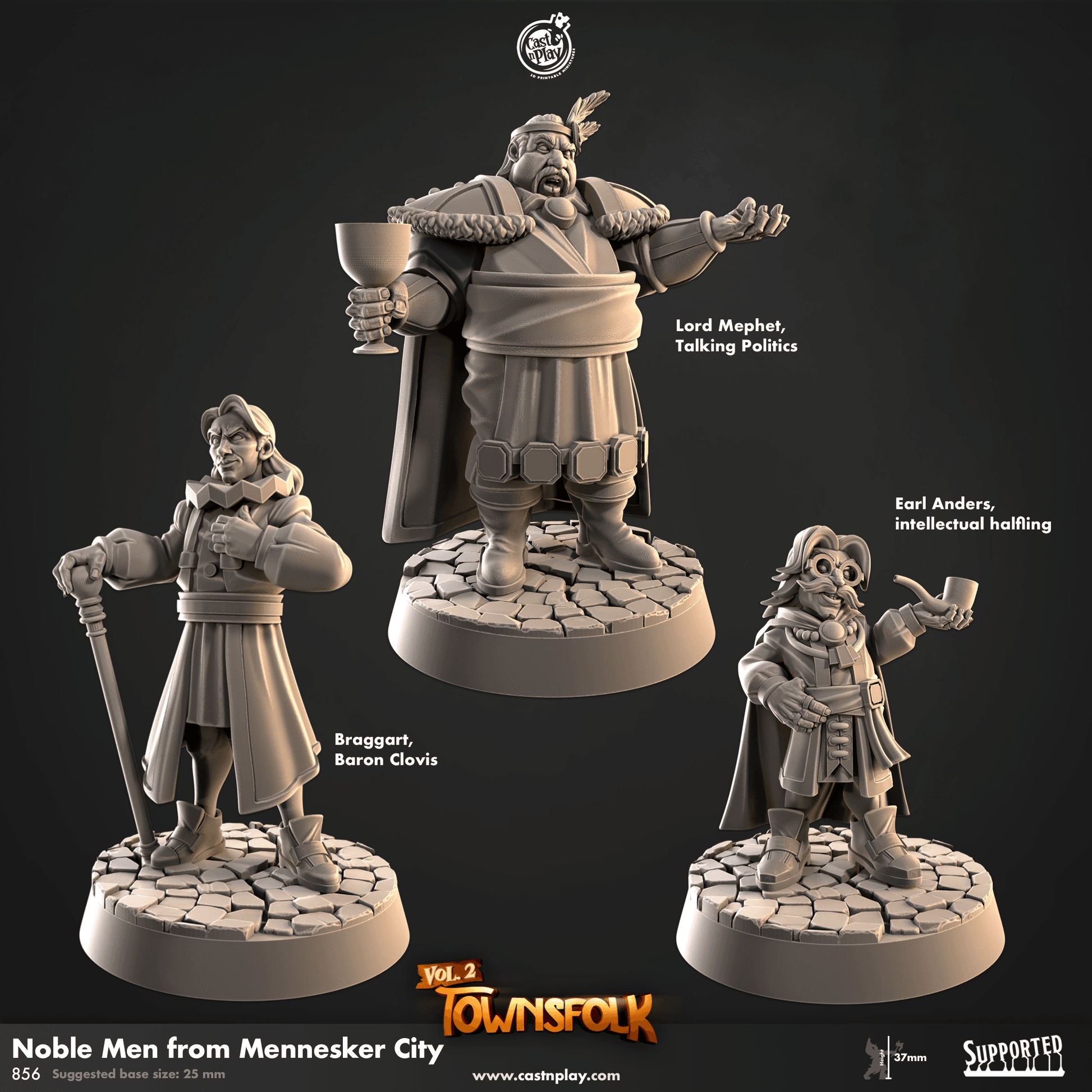 Townsfolk of Mennesker by Cast N Play 3D Printed DnD Pathfinder Tabletop Resin Miniatures by Magical Mini Workshop