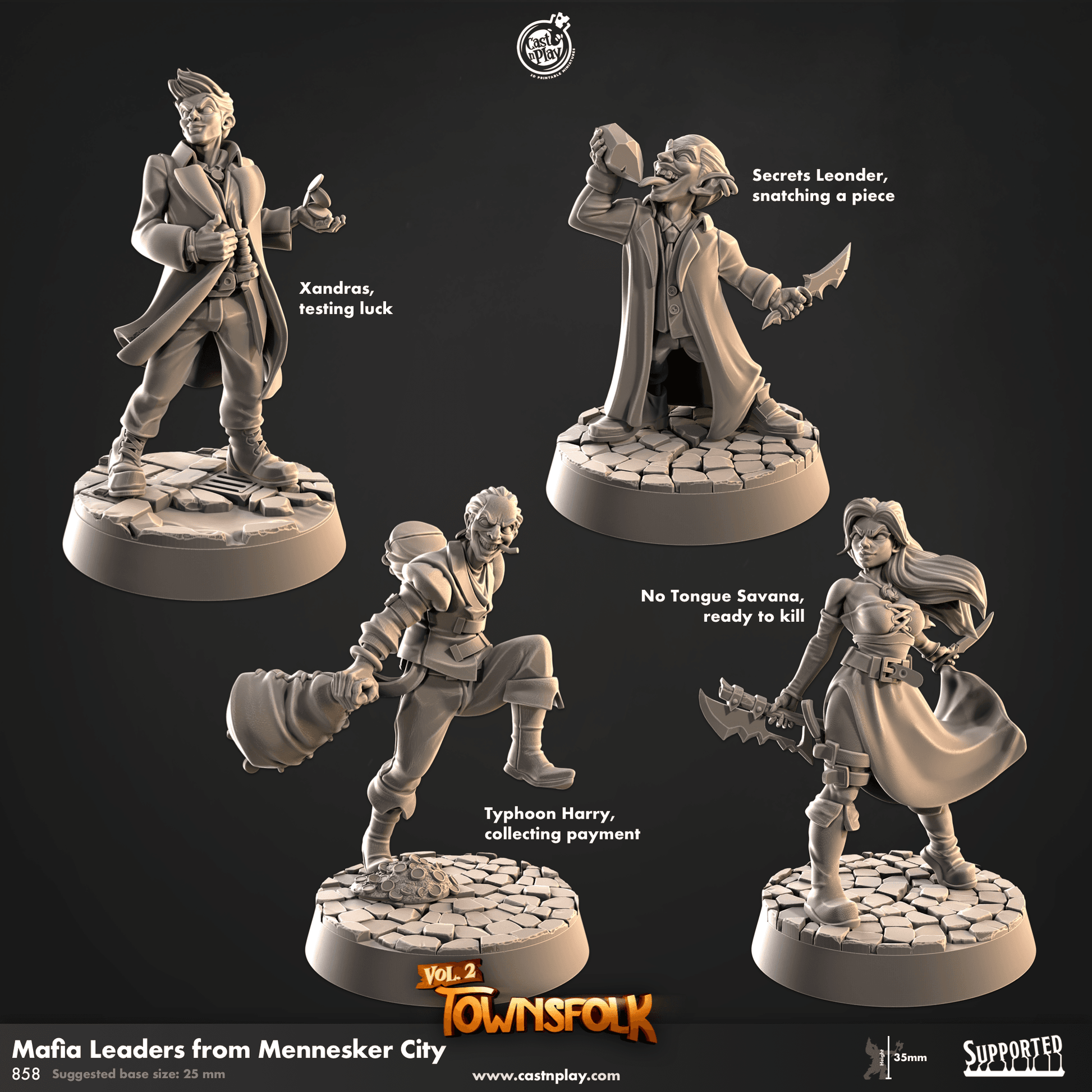 Townsfolk of Mennesker by Cast N Play 3D Printed DnD Pathfinder Tabletop Resin Miniatures by Magical Mini Workshop