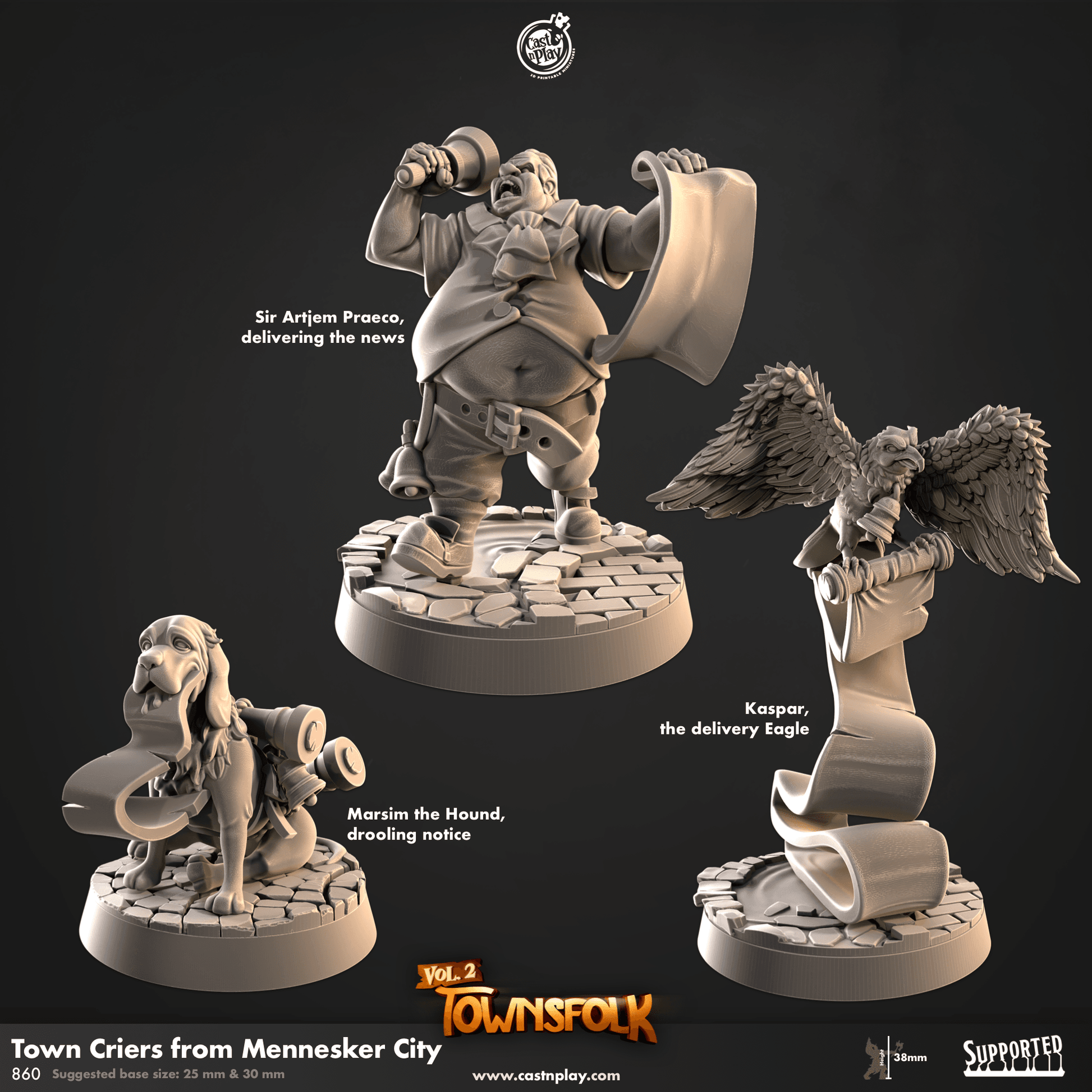 Townsfolk of Mennesker by Cast N Play 3D Printed DnD Pathfinder Tabletop Resin Miniatures by Magical Mini Workshop