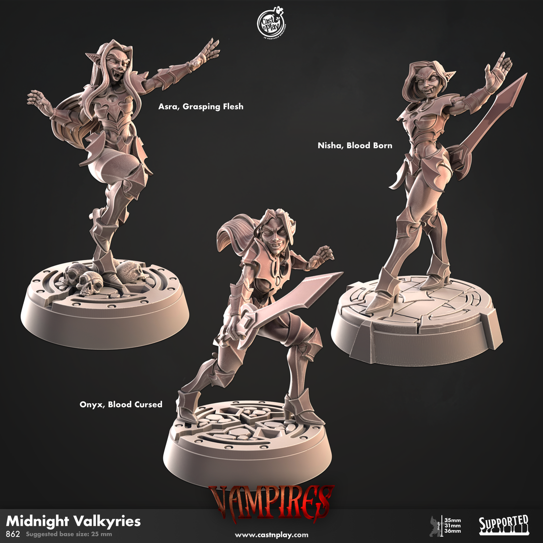 Vampires by Cast N Play 3D Printed Vampire Monster Halloween DnD Wargame High Quality Resin Miniatures