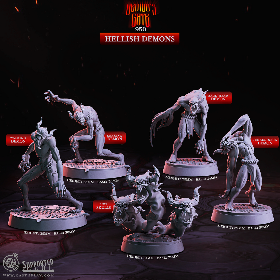 Demon's Gate by Cast N Play 3D Printed DnD Pathfinder Tabletop Resin Miniatures