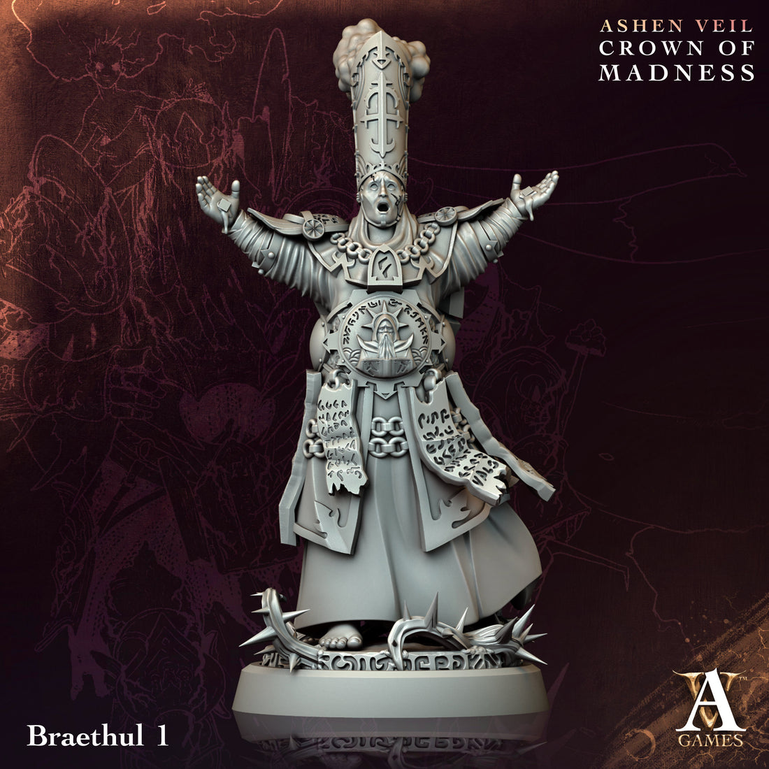 Ashen Veil - Crown of Madness 3D Printed DnD Pathfinder Tabletop Resin Miniatures