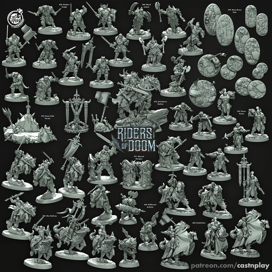 Riders of Doom by Cast N Play 3D Printed DnD Pathfinder Tabletop Resin Miniatures by Magical Mini Workshop