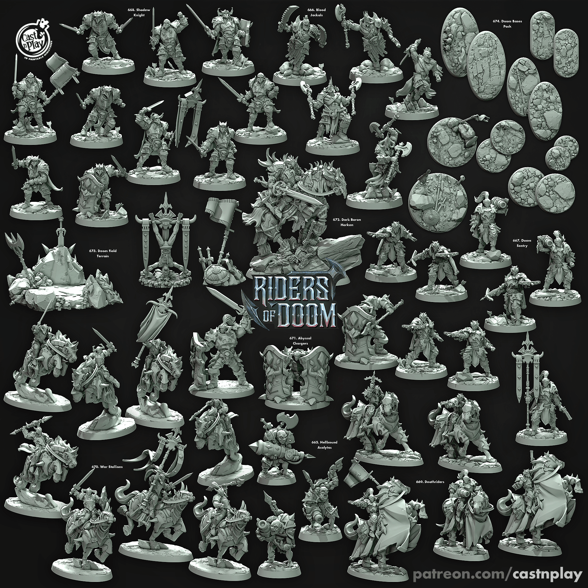 Riders of Doom by Cast N Play 3D Printed DnD Pathfinder Tabletop Resin Miniatures by Magical Mini Workshop