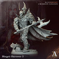 Warhammer figurine with detailed armor and weapon, set against a dark background.Bloodright miniature