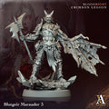 Fantasy figurine with wings and armor, holding a weapon, on a dark background with 'Blutgeir Marauder 3' text.Bloodright miniature