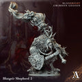 Warhammer figurine with armor and weapon on a dark background, featuring 'Bloodright Crimson Legion' Bloodright miniaturetext.