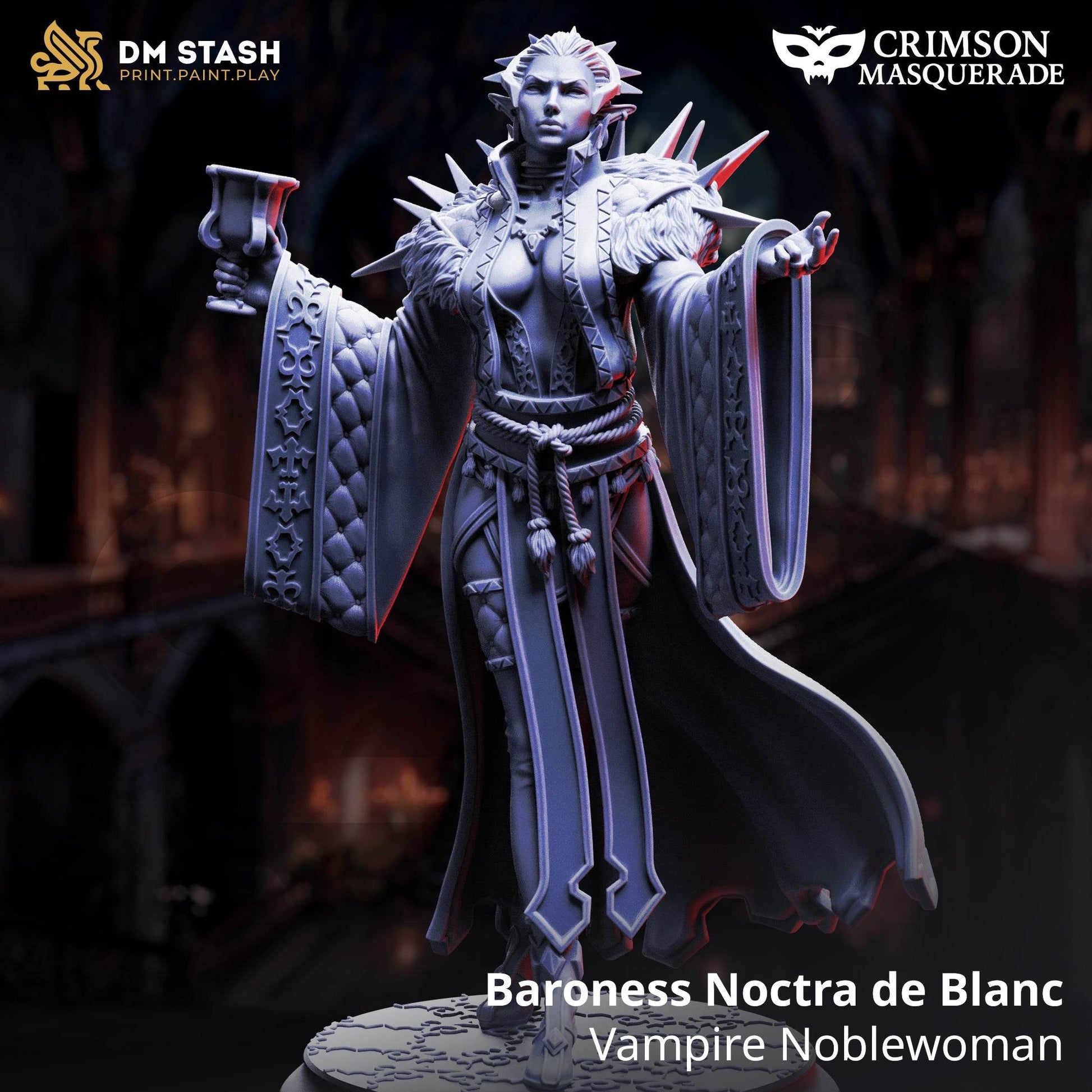 The Crimson Masquerade by DM Stash 3D Printed Vampire DnD Pathfinder Tabletop Resin Miniatures by Magical Mini Workshop