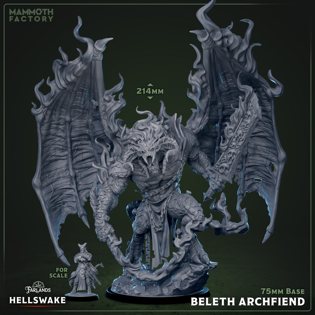 Hellswake by Mammoth Factory 3D Printed Demon Knight Mage Cleric High Quality Resin Miniatures