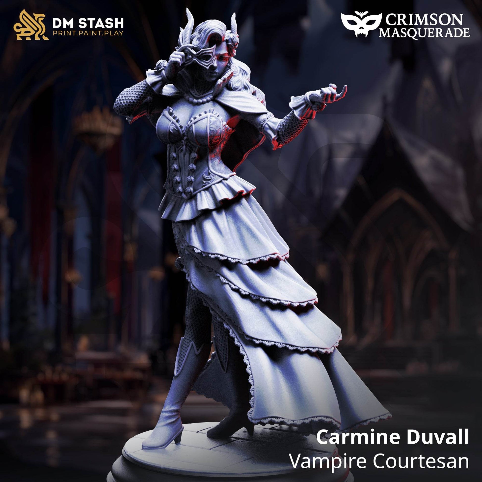 The Crimson Masquerade by DM Stash 3D Printed Vampire DnD Pathfinder Tabletop Resin Miniatures by Magical Mini Workshop