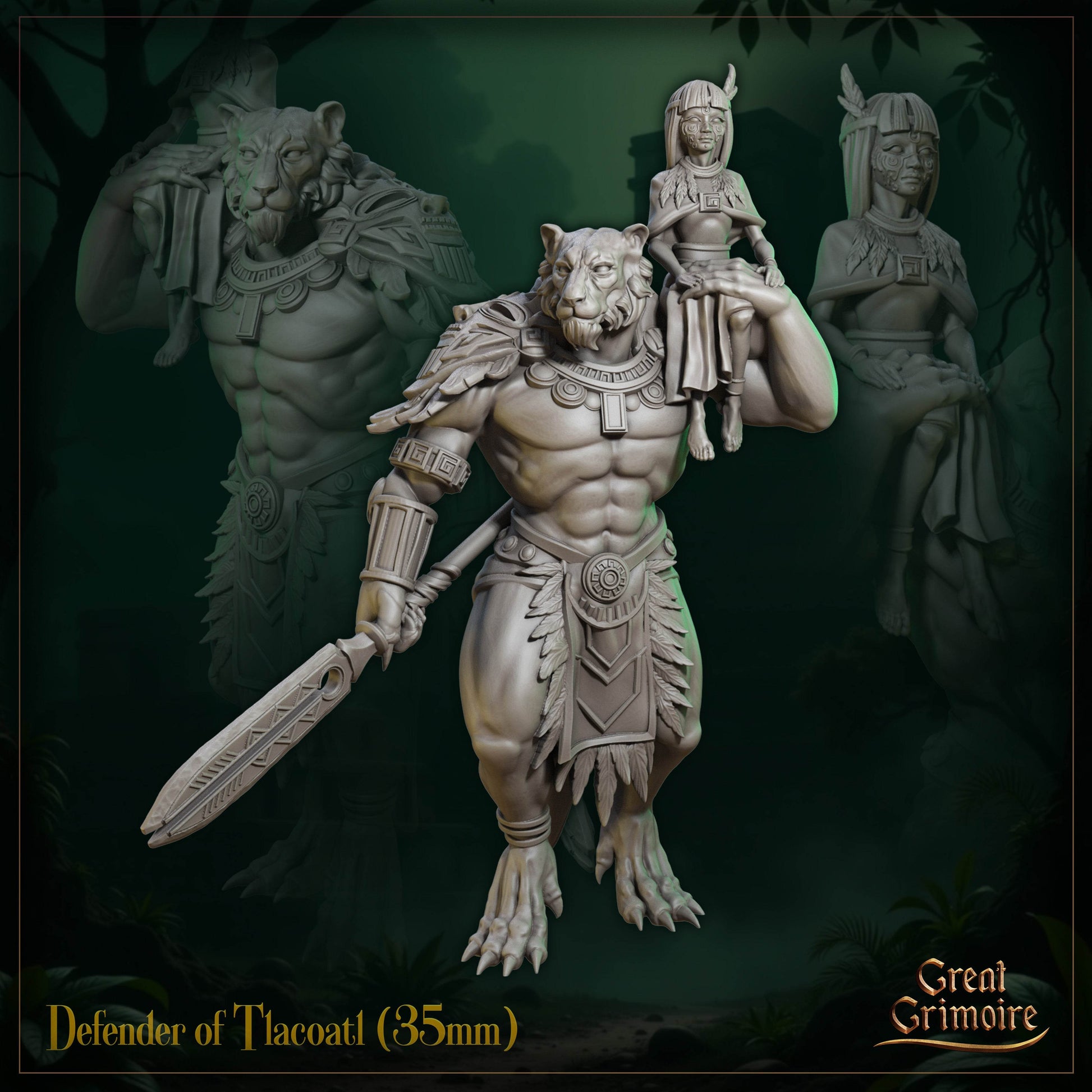 The Last Roar of the Beast by Great Grimoire 3D Printed Beastman DnD Pathfinder Tabletop Resin Miniatures by Magical Mini Wor