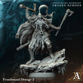 Frostbound Drengr 2 figurine from Frostburn Horrors Frozen Echoes with detailed armor and weapons on a dark background.Frostburn Horrors Archvillain Games resin miniature unpainted