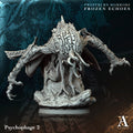 Frostburn Horrors Frozen Echoes Psychophage 2 figurine with intricate design on a dark background.Frostburn Horrors Archvillain Games resin miniature unpainted