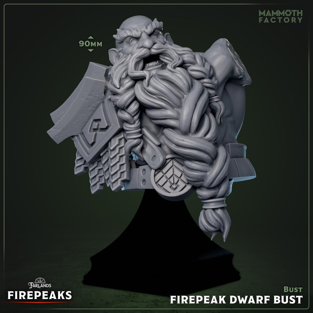 Firepeaks by Mammoth Factory 3D Printed Dwarf Barbarian Warrior Giant High Quality Resin Miniatures