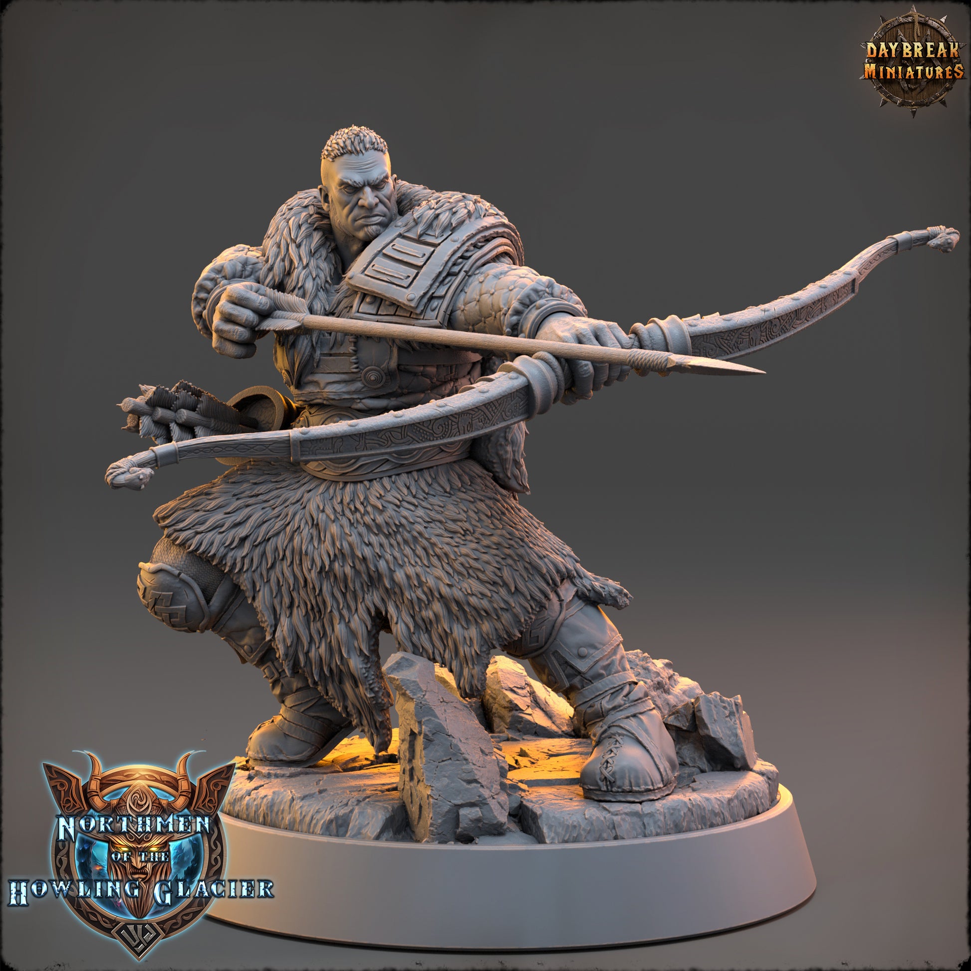 Wargaming miniature figure on a gray background Northmen miniature
