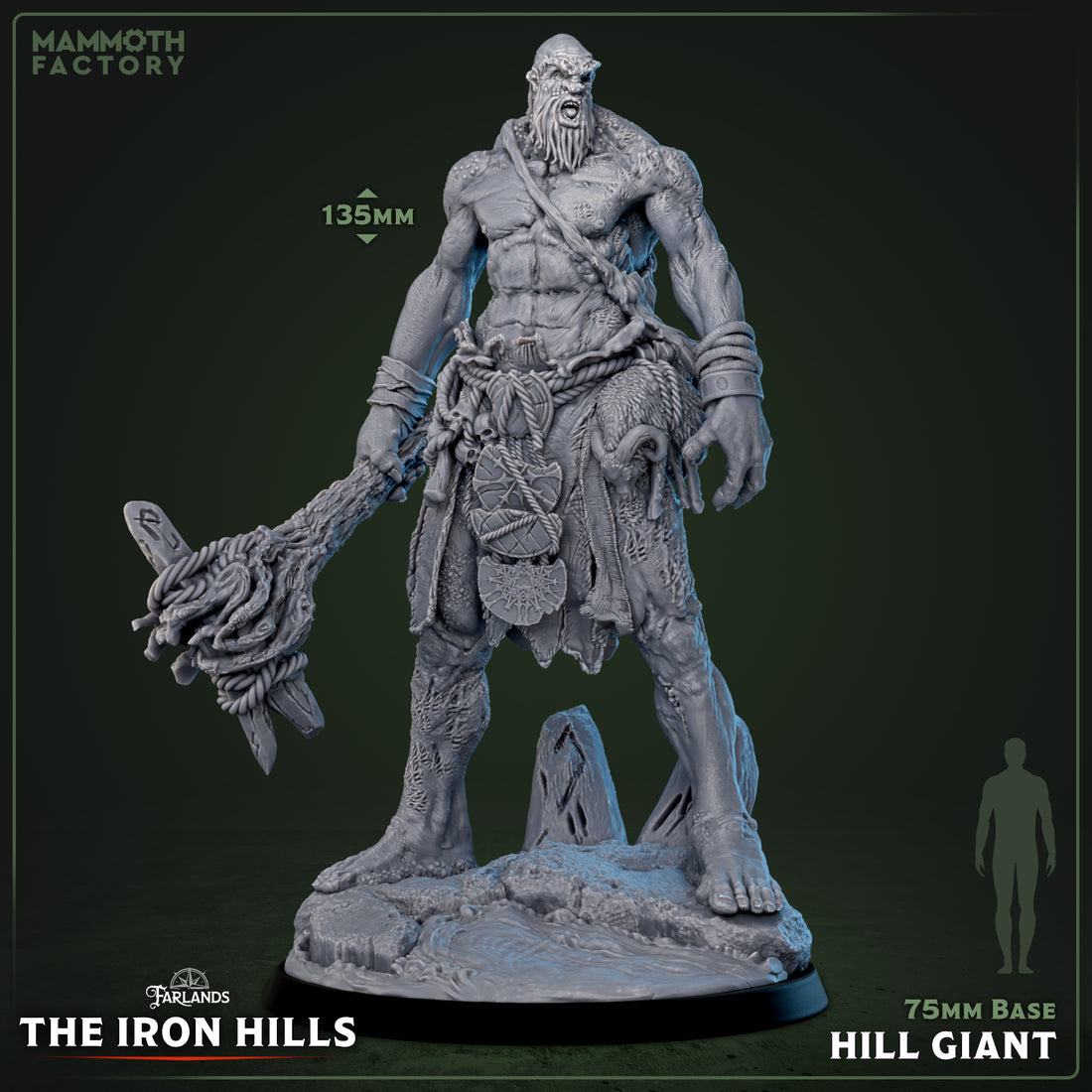 The Iron Hills by Mammoth Factory 3D printed Giant Ogre Warrior Barbarian Resin Miniatures