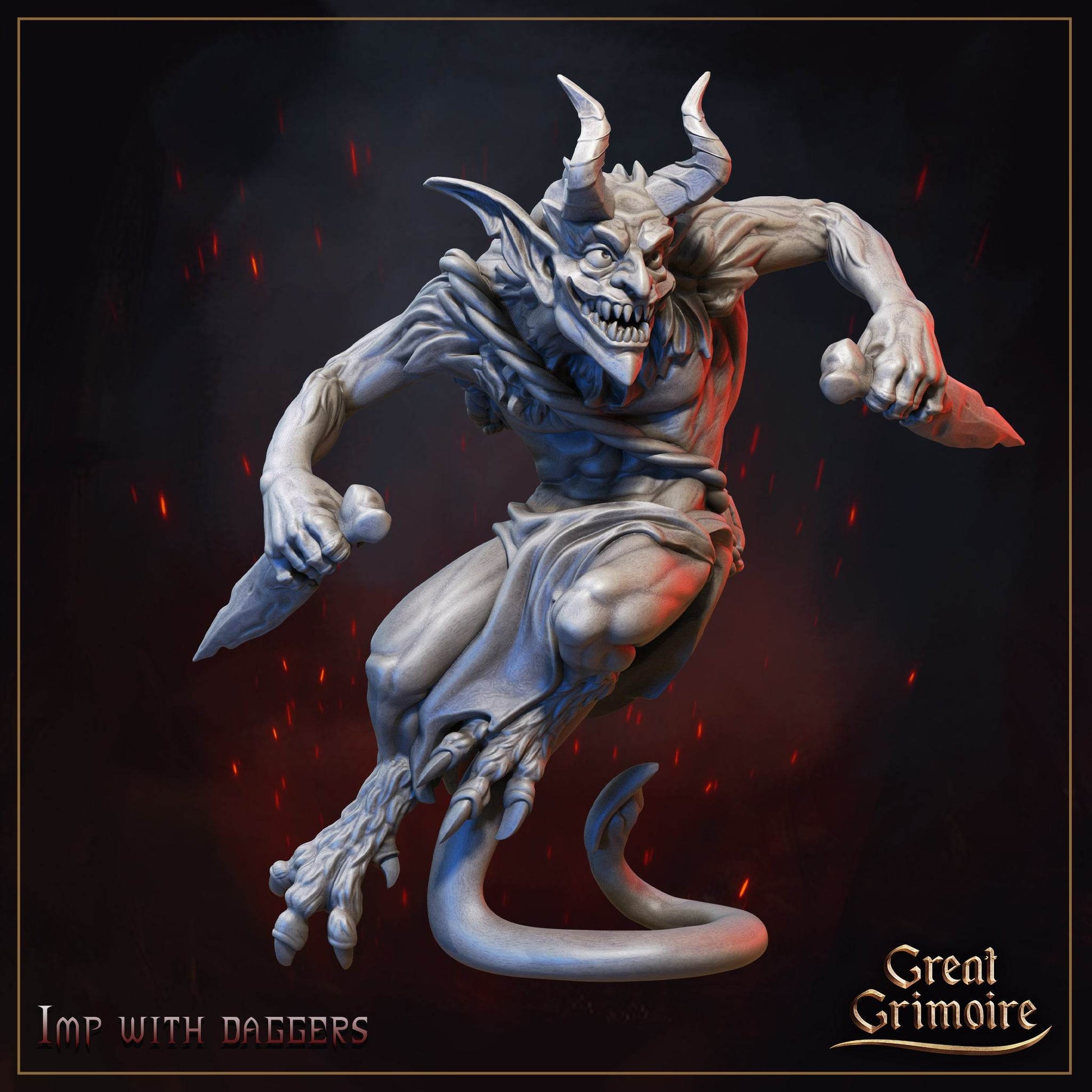Burning Chaos by Great Grimoire 3D Printed DnD Pathfinder Tabletop Resin Miniatures by Magical Mini Workshop