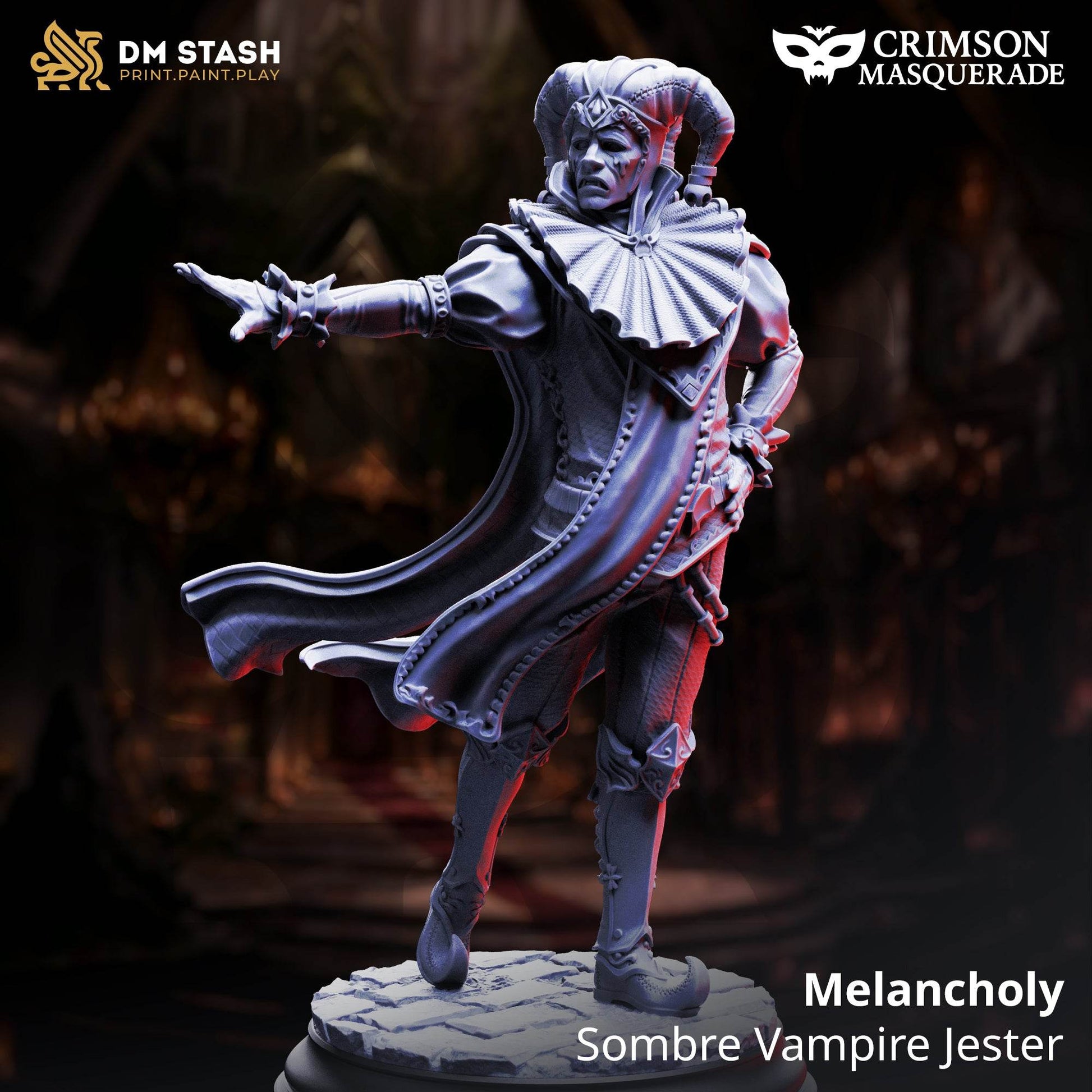 The Crimson Masquerade by DM Stash 3D Printed Vampire DnD Pathfinder Tabletop Resin Miniatures by Magical Mini Workshop