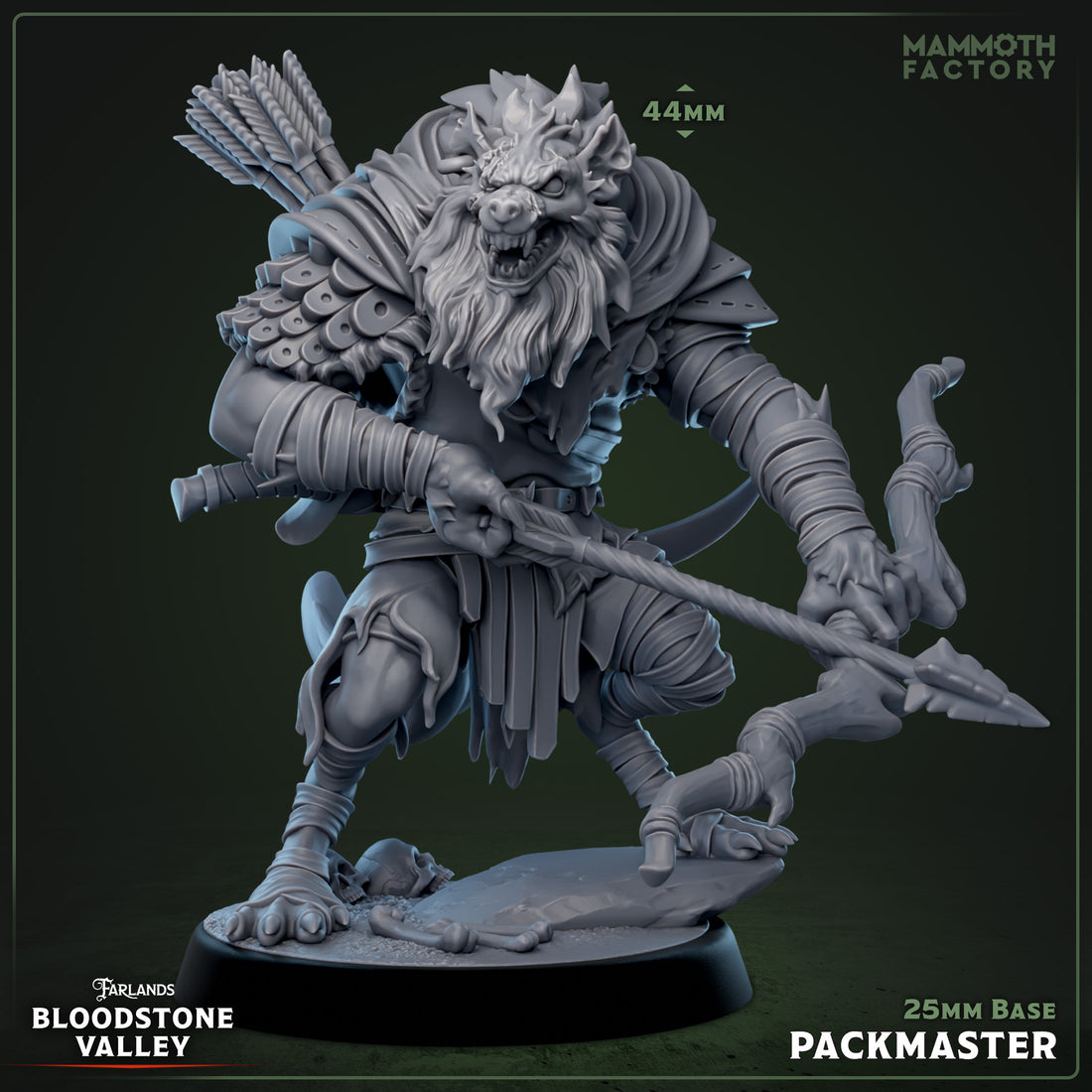 Bloodstone Valley by Mammoth Factory 3D Printed Gnoll Warrior Barbarian DnD Pathfinder Resin Miniatures