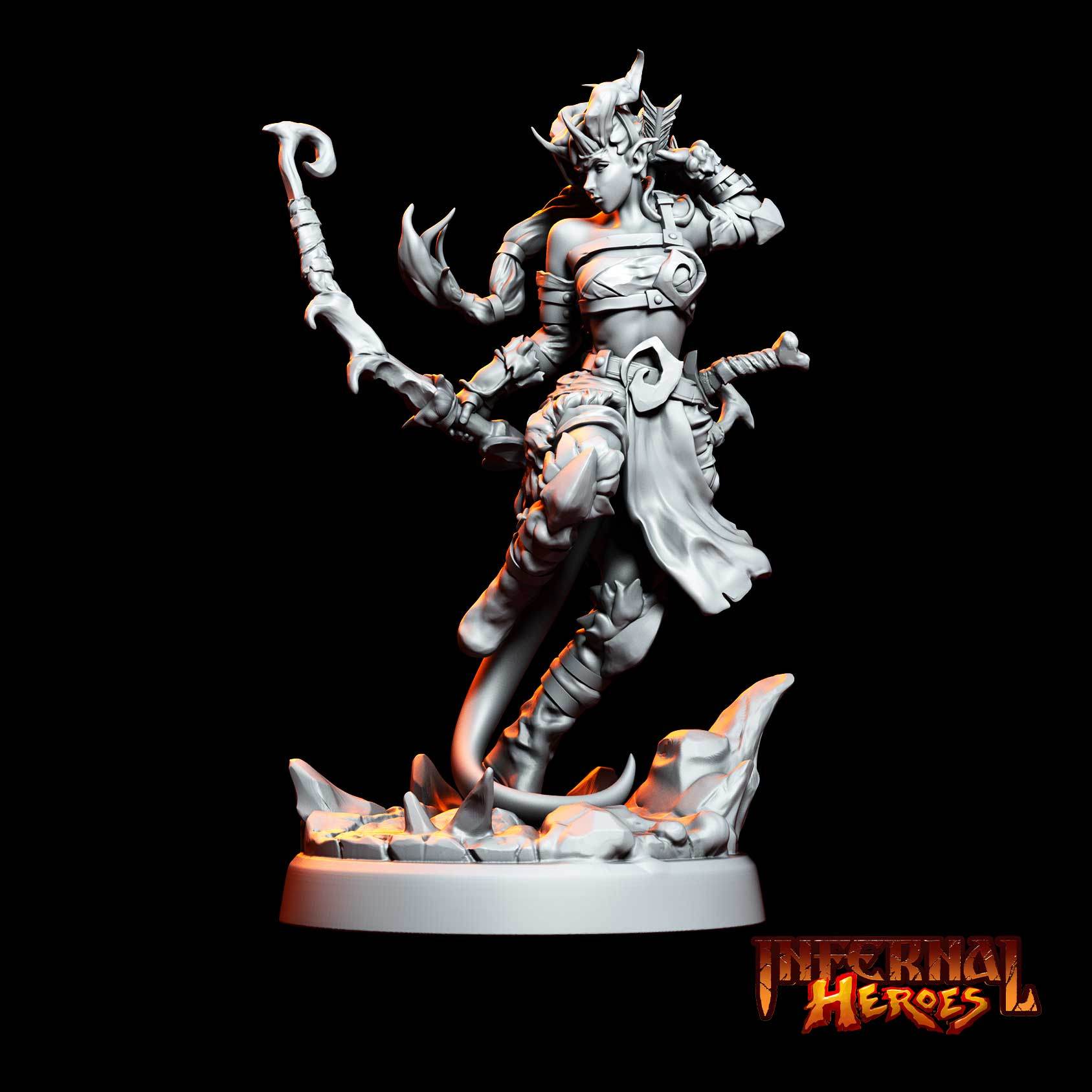 Infernal Heroes - 3D Printed DnD Pathfinder Tiefling Resin Miniatures by Magical Mini Workshop