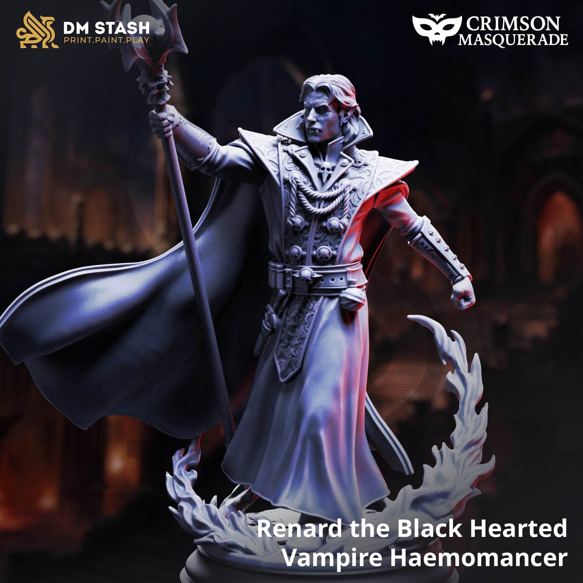The Crimson Masquerade by DM Stash 3D Printed Vampire DnD Pathfinder Tabletop Resin Miniatures by Magical Mini Workshop