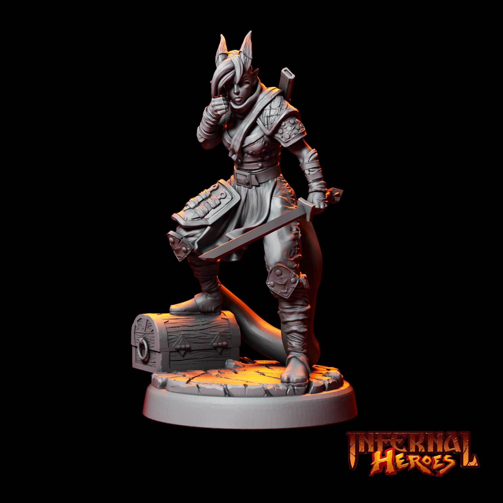 Infernal Heroes - 3D Printed DnD Pathfinder Tiefling Resin Miniatures by Magical Mini Workshop