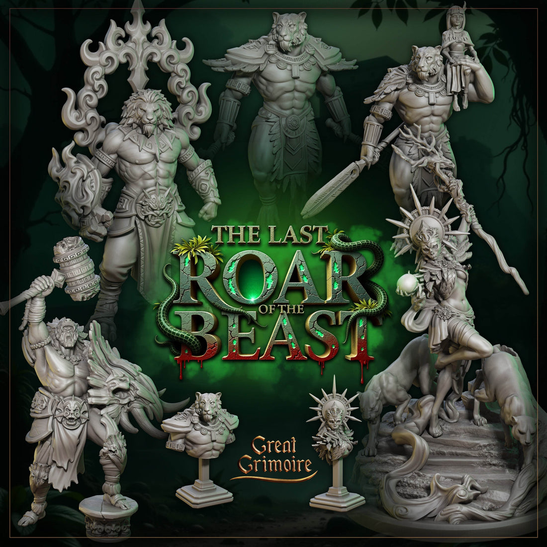 The Last Roar of the Beast by Great Grimoire 3D Printed Beastman DnD Pathfinder Tabletop Resin Miniatures by Magical Mini Wor