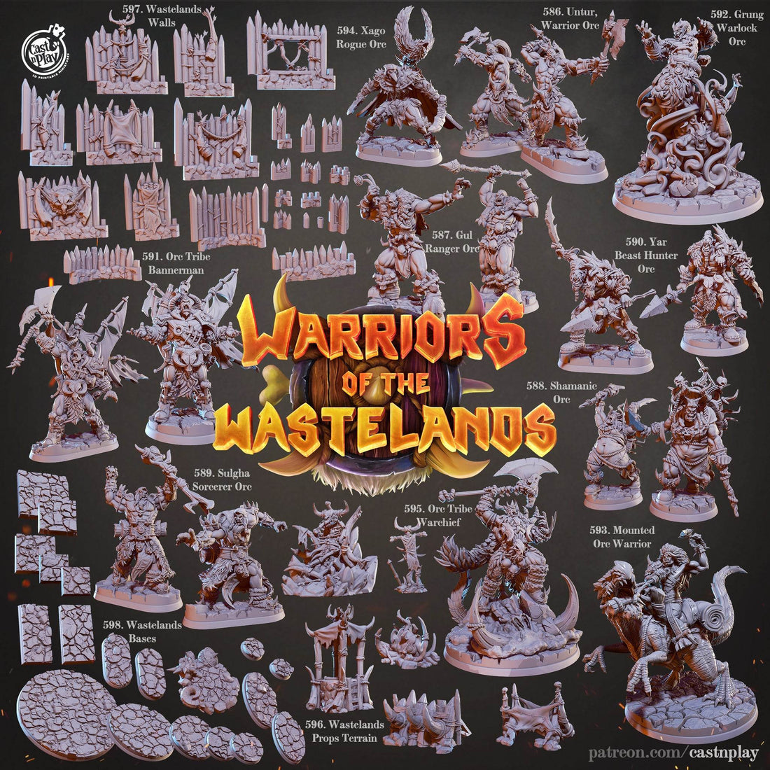 Warriors of the Wastelands by Cast N Play 3D Printed DnD Pathfinder Tabletop Resin Miniatures by Magical Mini Workshop