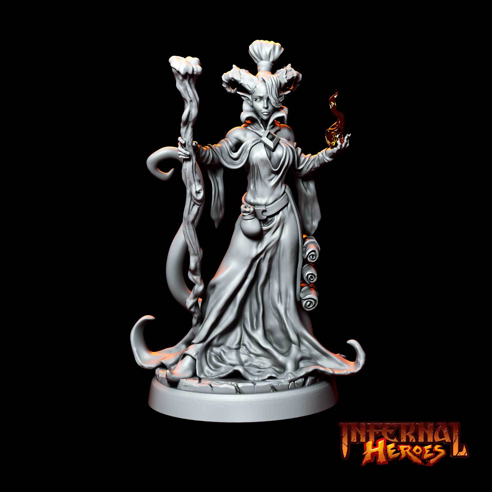 Infernal Heroes - 3D Printed DnD Pathfinder Tiefling Resin Miniatures by Magical Mini Workshop