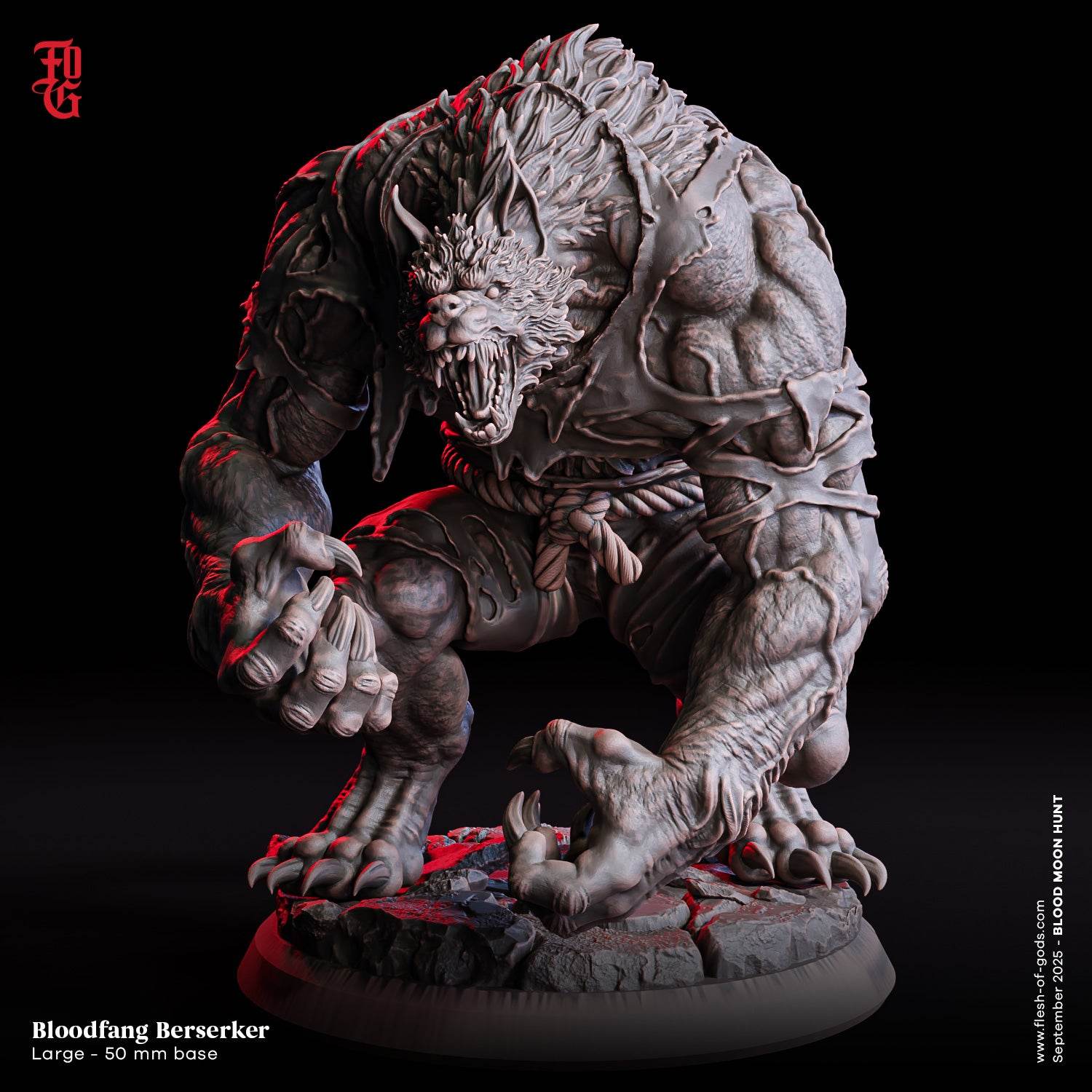 Blood Moon Hunt by Flesh of Gods 3D Printed DnD Werewolf Pathfinder Tabletop Resin Miniatures by Magical Mini Workshop