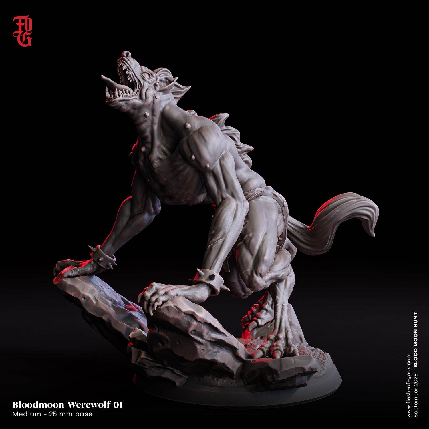 Blood Moon Hunt by Flesh of Gods 3D Printed DnD Werewolf Pathfinder Tabletop Resin Miniatures by Magical Mini Workshop