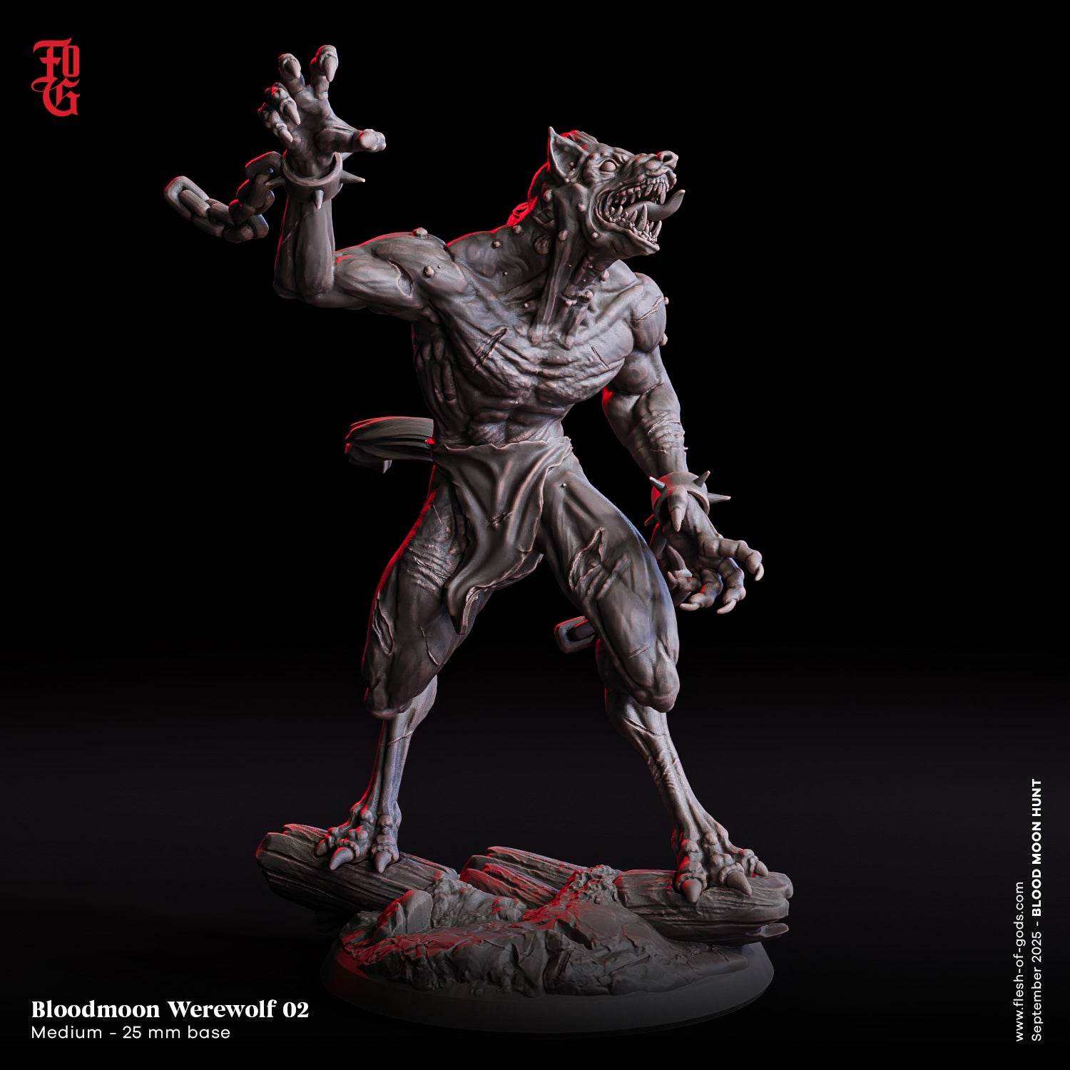 Blood Moon Hunt by Flesh of Gods 3D Printed DnD Werewolf Pathfinder Tabletop Resin Miniatures by Magical Mini Workshop