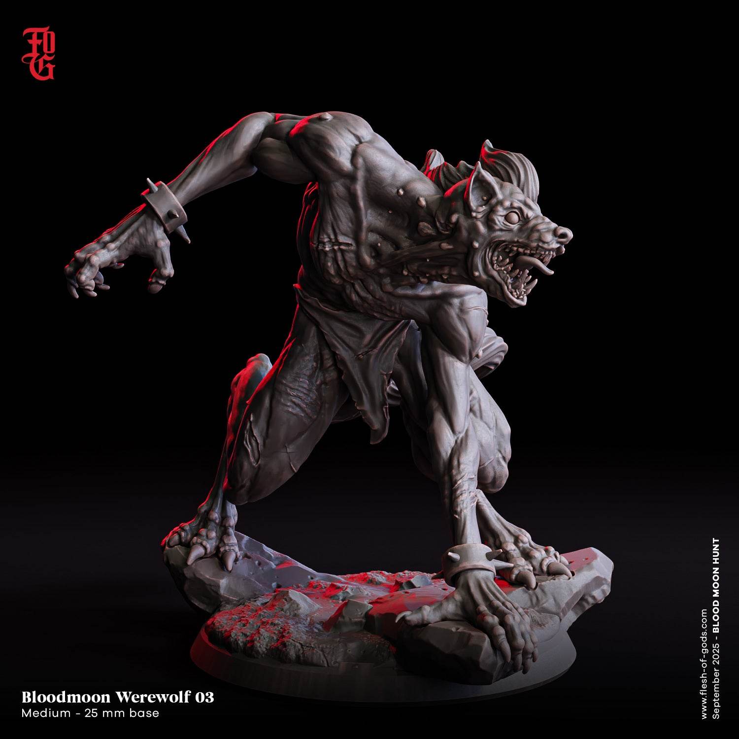 Blood Moon Hunt by Flesh of Gods 3D Printed DnD Werewolf Pathfinder Tabletop Resin Miniatures by Magical Mini Workshop