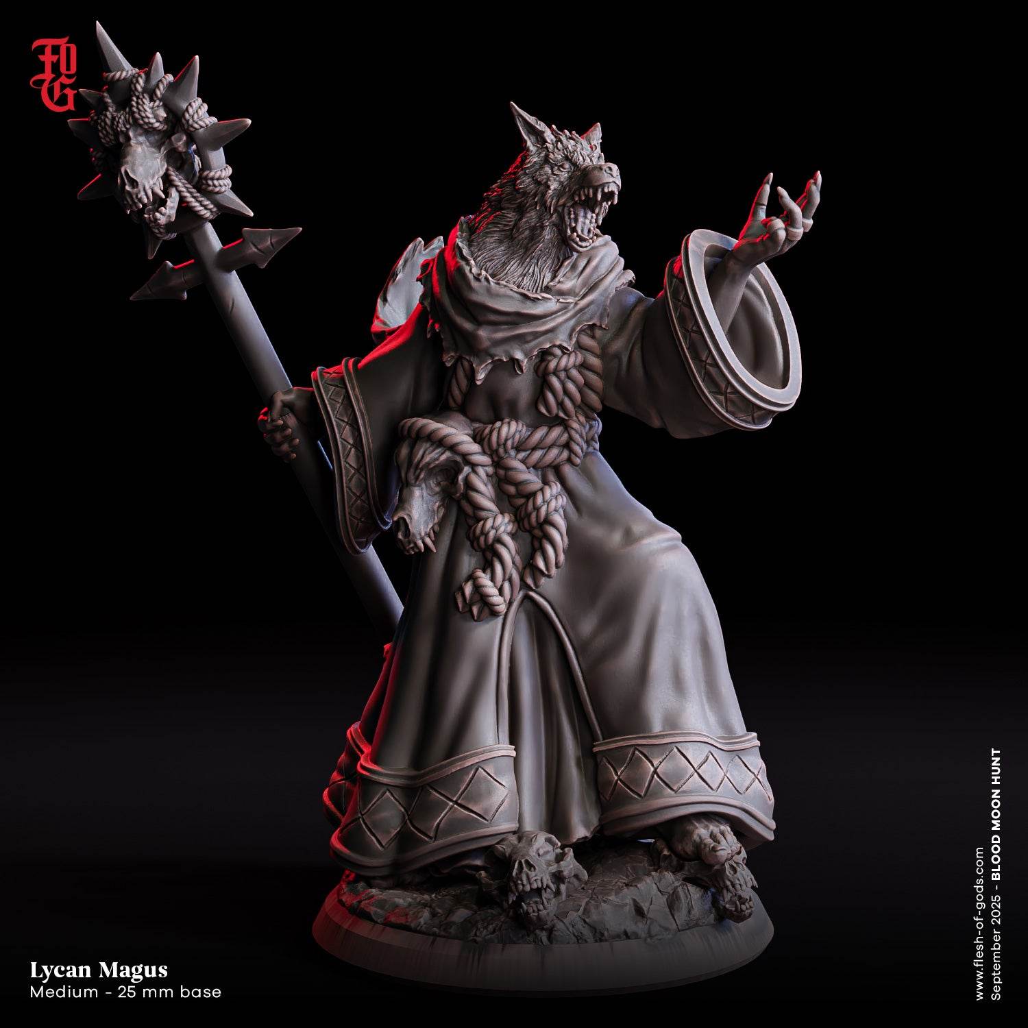 Blood Moon Hunt by Flesh of Gods 3D Printed DnD Werewolf Pathfinder Tabletop Resin Miniatures by Magical Mini Workshop