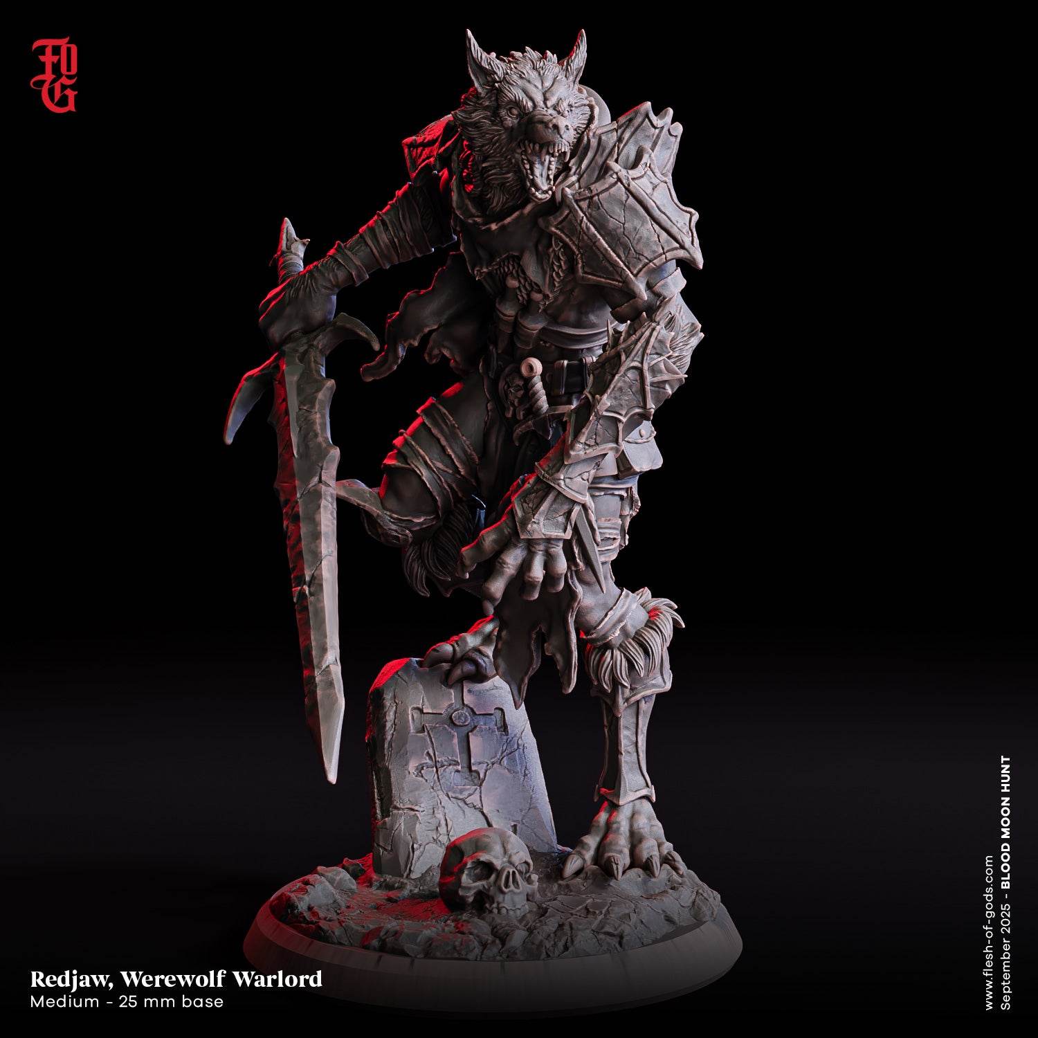 Blood Moon Hunt by Flesh of Gods 3D Printed DnD Werewolf Pathfinder Tabletop Resin Miniatures by Magical Mini Workshop