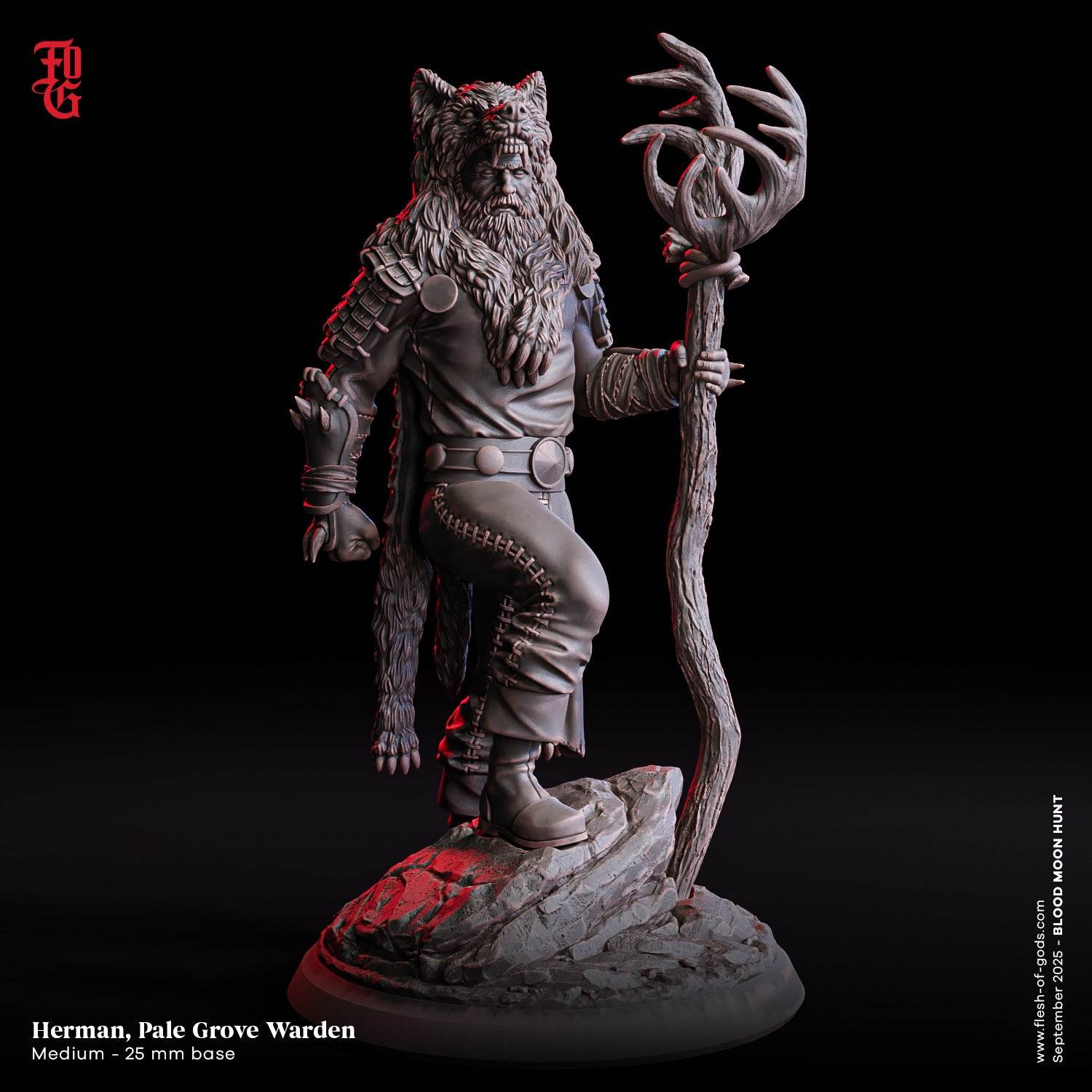 Blood Moon Hunt by Flesh of Gods 3D Printed DnD Werewolf Pathfinder Tabletop Resin Miniatures by Magical Mini Workshop