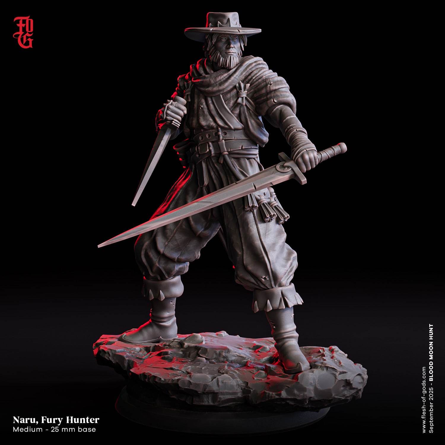 Blood Moon Hunt by Flesh of Gods 3D Printed DnD Werewolf Pathfinder Tabletop Resin Miniatures by Magical Mini Workshop